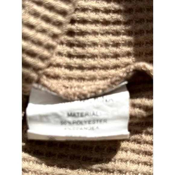 Ekouar New Split Neck Waffle Top Long Sleeve M Tan - Picture 5 of 5